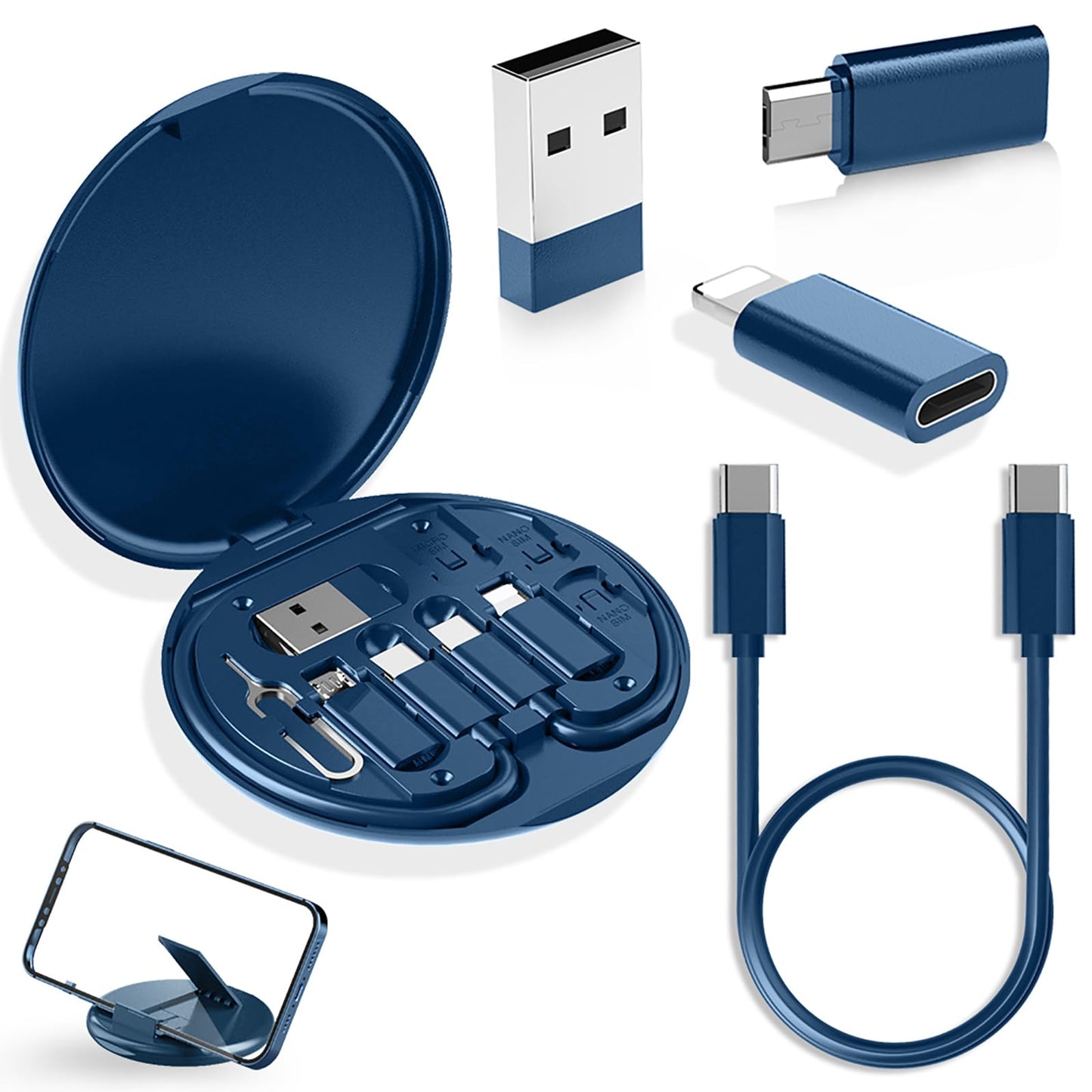 2024新型 充電ケーブル 3in1 多機能USBケーブル スマホスタンド対応 収納 ケーブル ケース CD2291